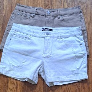 Dollhouse White Distressed Shorts / Khaki Distressed Shorts Juniors Sz. 15